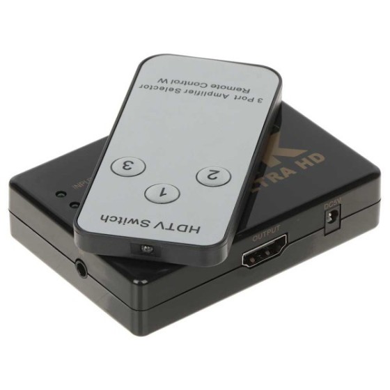 HDMI-Ausgangsschalter inkl. Fernbedienung, 3x HDMI-Eing./1x HDMI-Ausgang