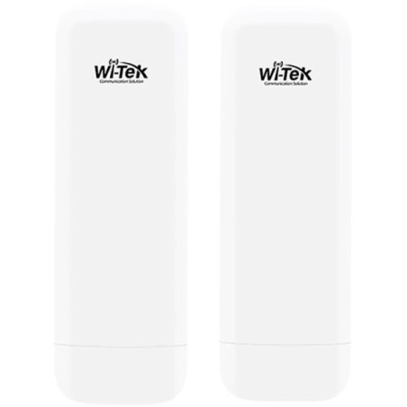 Wi-Tek WLAN Transmitter, 1 Paar, 2 Ports, 5 GHz, 5 km Reichweite, IP65, weiß