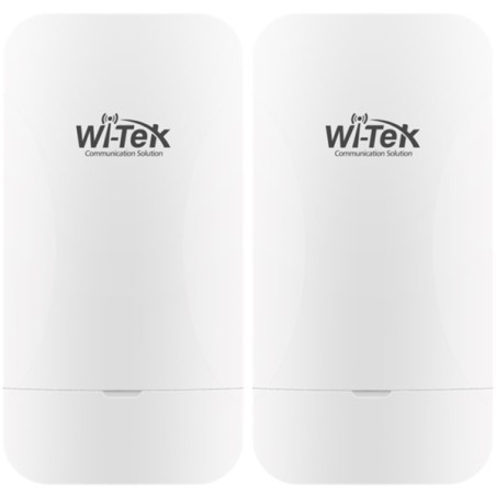 Wi-Tek WLAN Transmitter, 1 Paar, 2 Ports, 2,4 GHz, 1 km Reichweite, IP65, weiß