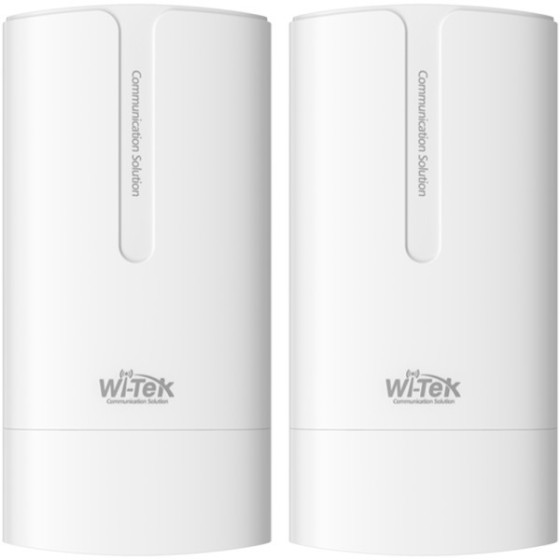 Wi-Tek WLAN Transmitter, 1 Paar, 2 Ports, 5 GHz, 3 km Reichweite, IP65, weiß, Mast, Wand