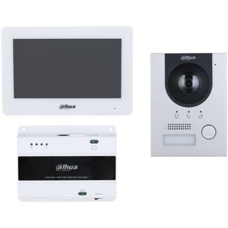 Dahua 2-Draht-Video-Gegensprechanlagen-Set, 2 MP, 7" TFT-Touch-Screen, IP65, IK07, Aufputz