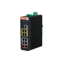 PoE-Switch, 10 Ports, 6 Ports PoE, 4 Ports SFP, 250 m, managed, Desktop, DIN-Schiene