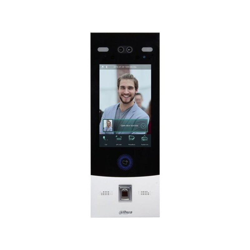 IP-Türsprechstelle mit Fingerabdruck-Scanner, Kartenleser und Gesichtsidentifikation, 8" Touch-Screen, 2 MP, IP65, silber