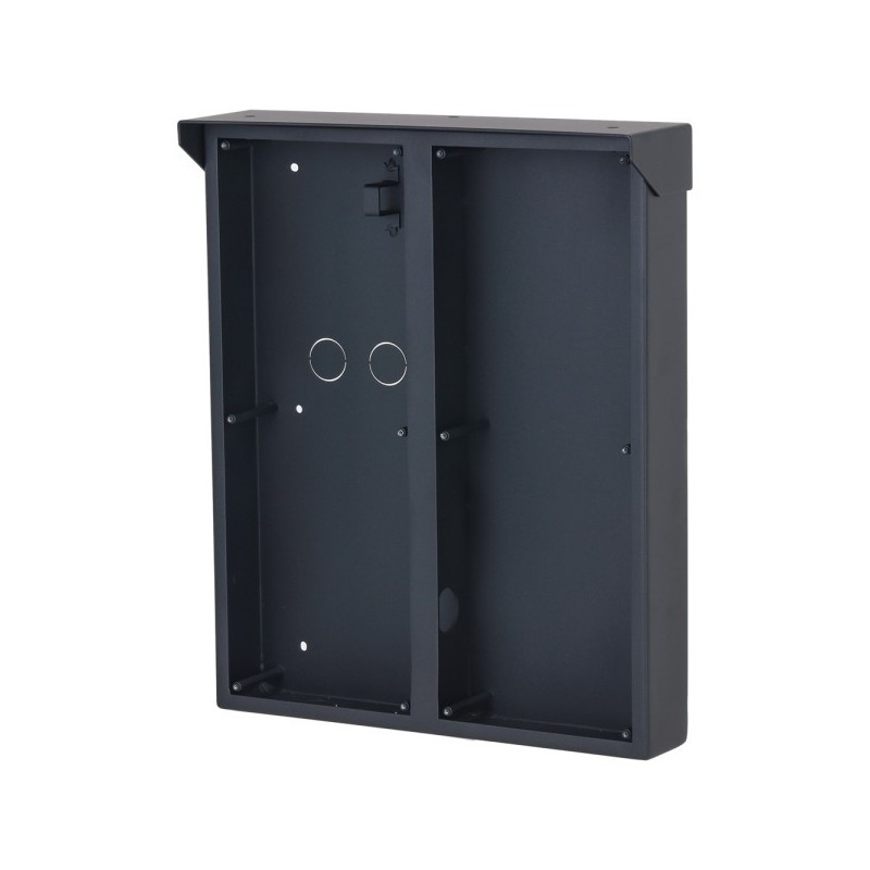 Aufputz-Montagebox, für 2 x 3 Module, mit Regendach, Metall, schwarz