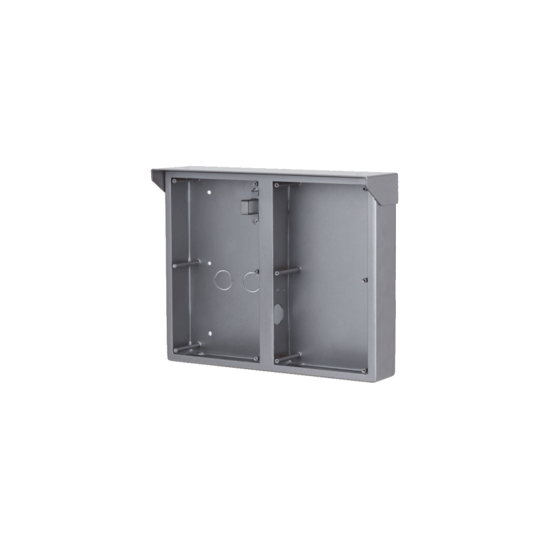 Aufputz-Montagebox, für 2 x 2 Module, mit Regendach, Metall, silber