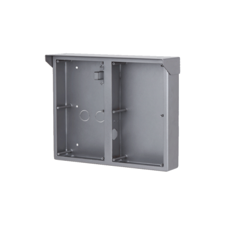 Aufputz-Montagebox, für 2 x 2 Module, mit Regendach, Metall, silber