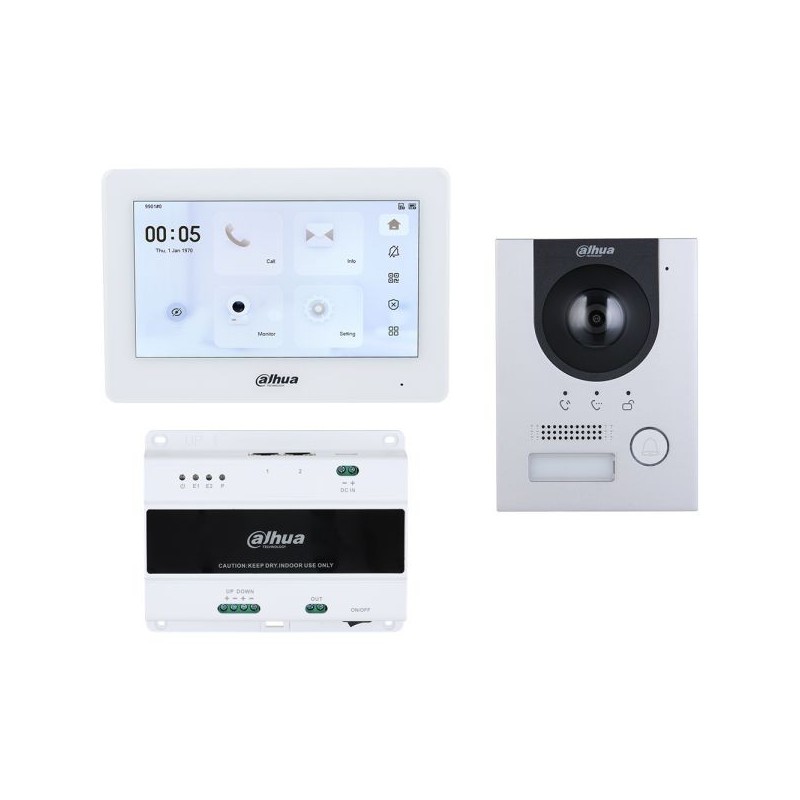 2-Draht-Video-Gegensprechanlagen-Set, 2 MP, 7" TFT-Touch-Screen, IP65, IK07, Aufputz