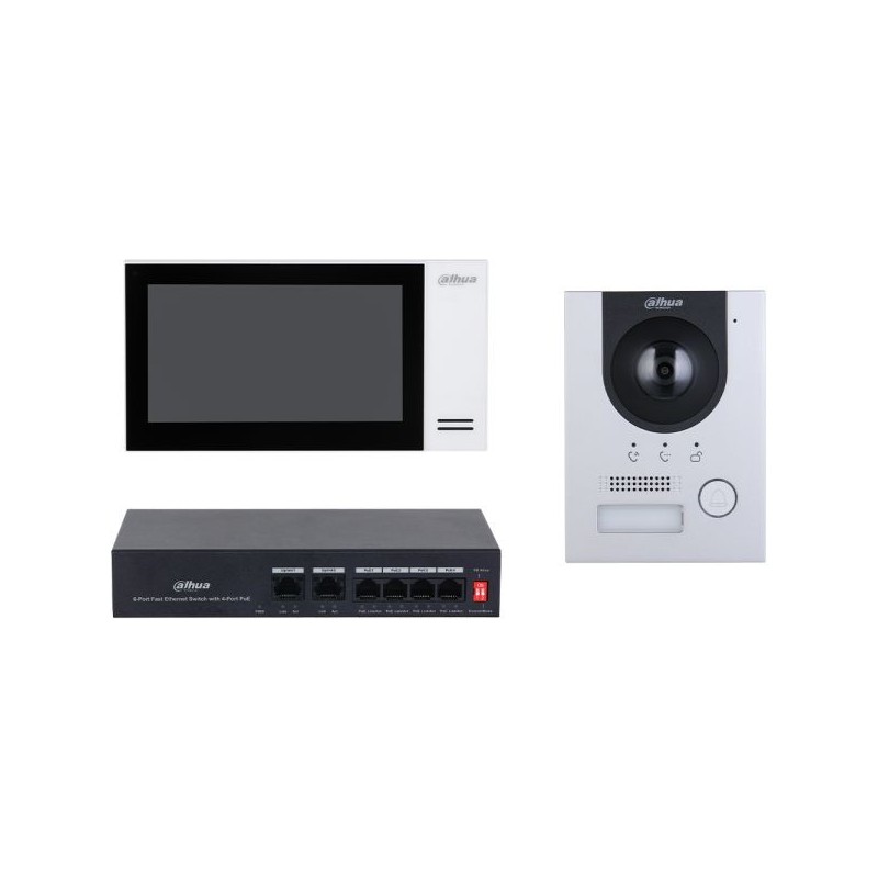 IP-Video-Gegensprechanlagen-Set, 2 MP, 7" TFT-Touch-Screen, IP65, IK07, Aufputz