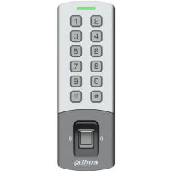 Standalone Zutrittskontrolle mit Fingerabdruck-Scanner, MIFARE-Kartenleser, Tastatur, 13,56 MHz, IP65, IK08, grau
