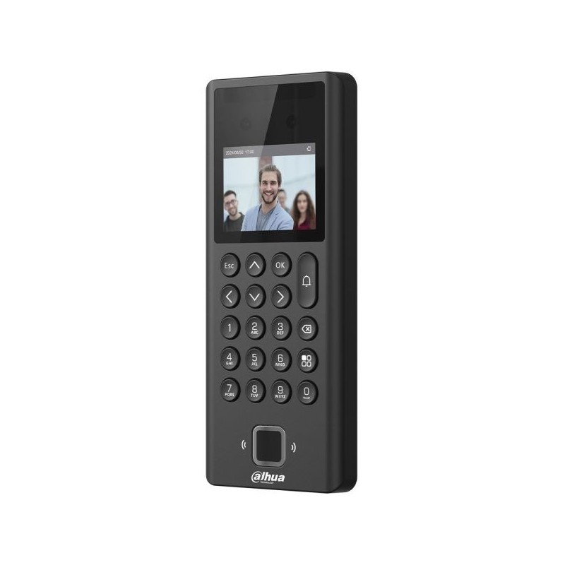 Standalone IP-WLAN-Zutrittsmodul, mit Fingerabdruck-Scanner, Gesichtserkennung, Leser und Tastatur, 2,4" LCD, 2 MP, IR, schwarz