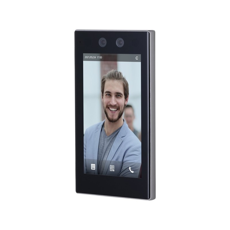 IP-WLAN-Zutrittsmodul mit Fingerabdruck-Scanner, Gesichtserkennung und Kartenleser, 7" LCD-Touch-Screen, 2 MP, IP65, silber