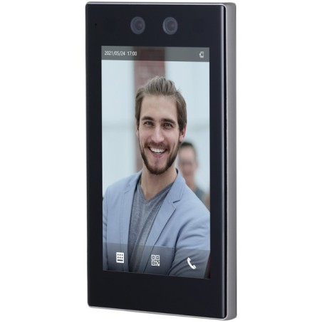 IP-WLAN-Zutrittsmodul mit Fingerabdruck-Scanner, Gesichtserkennung und Kartenleser, 7" LCD-Touch-Screen, 2 MP, IP65, silber