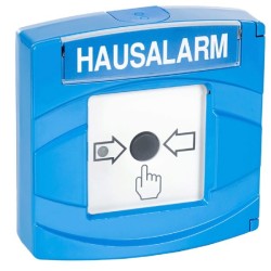 Druckknopfmelder "Hausalarm", IP43, blau, VdS