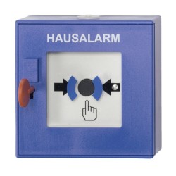 DKM mit Isolator, blau, Kunststoff mit Aufschrift Hausalarm