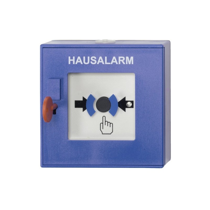 DKM mit Isolator, blau, Kunststoff mit Aufschrift Hausalarm